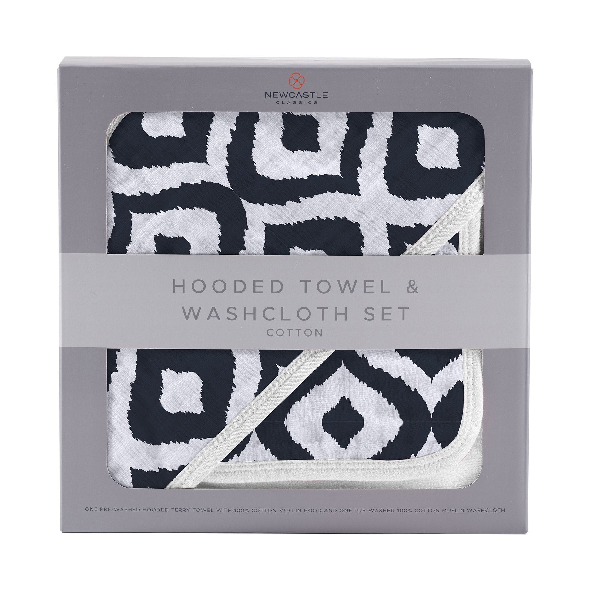 Moroccan Blue Hooded Towel and Washcloth Set-0