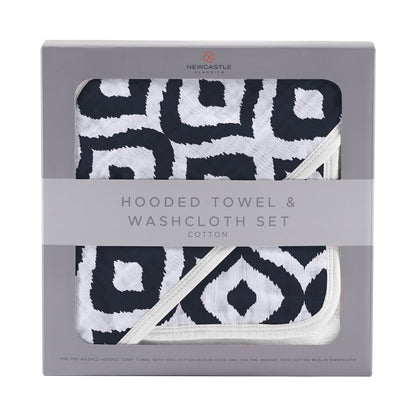 Moroccan Blue Hooded Towel and Washcloth Set-0