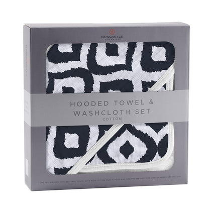 Moroccan Blue Hooded Towel and Washcloth Set-4