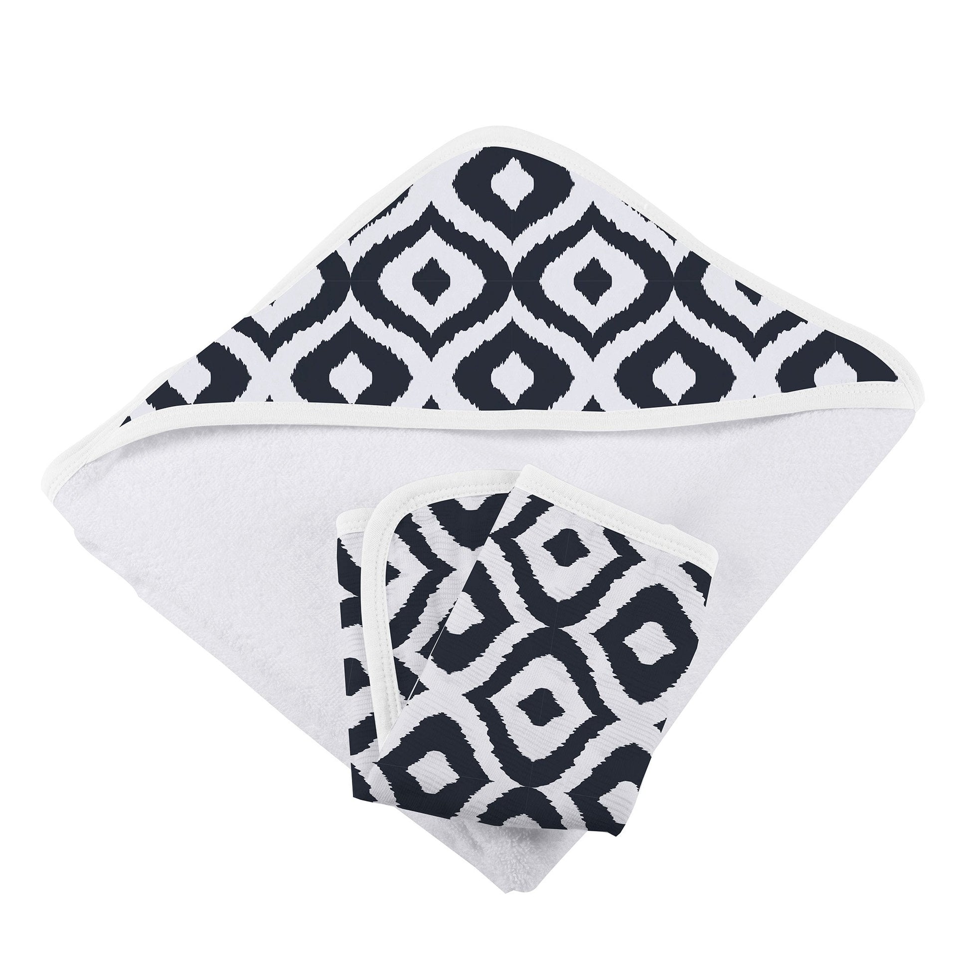 Moroccan Blue Hooded Towel and Washcloth Set-1