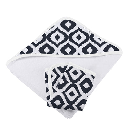 Moroccan Blue Hooded Towel and Washcloth Set-1