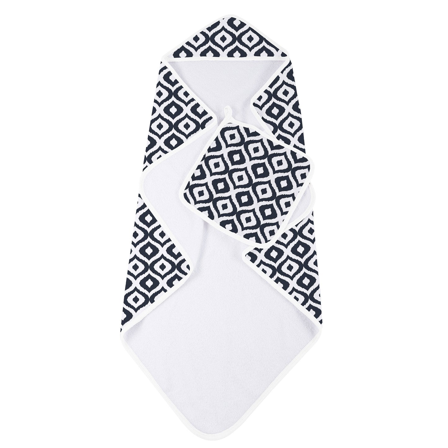 Moroccan Blue Hooded Towel and Washcloth Set-2