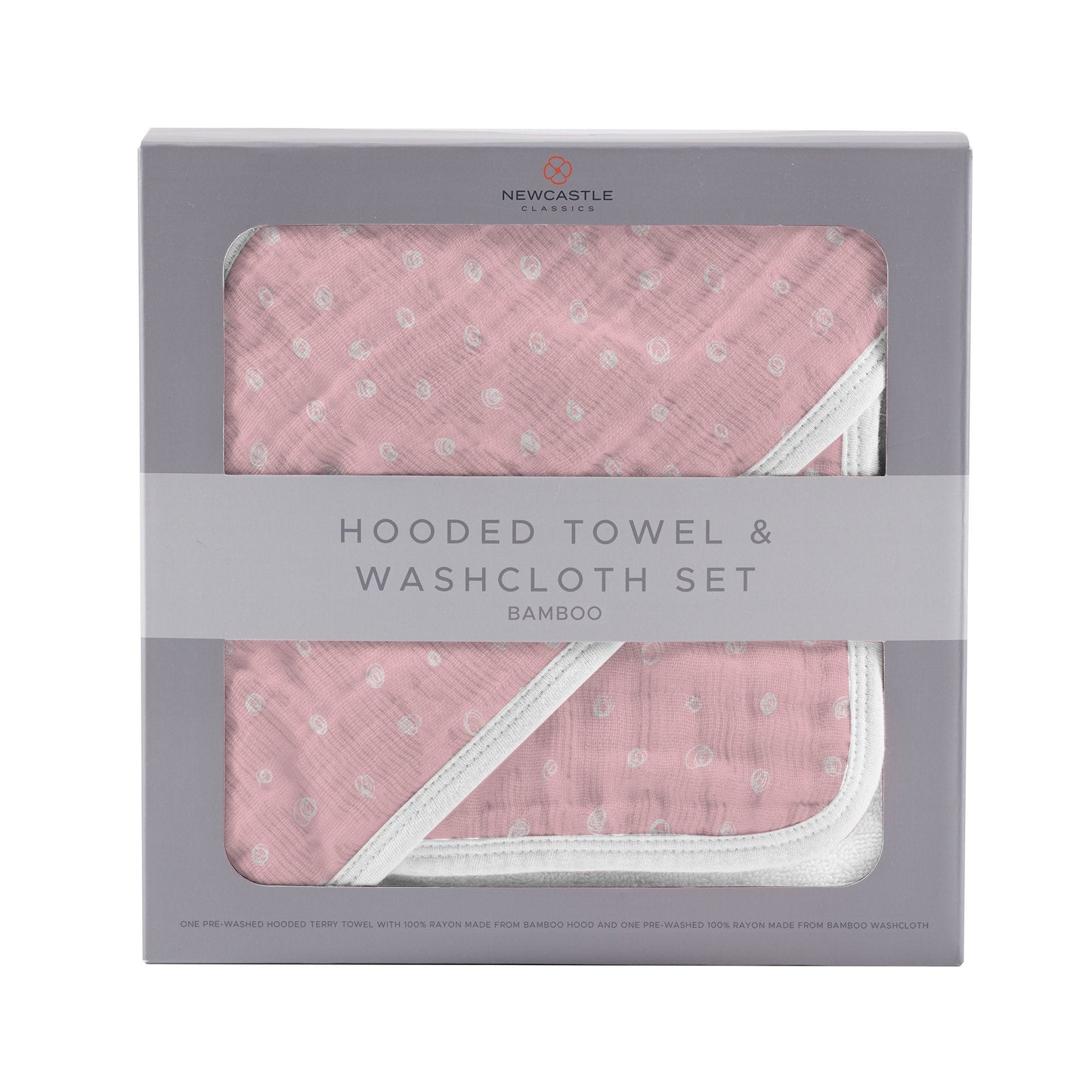 Pink Pearl Polka Dot Hooded Towel and Washcloth Set-0