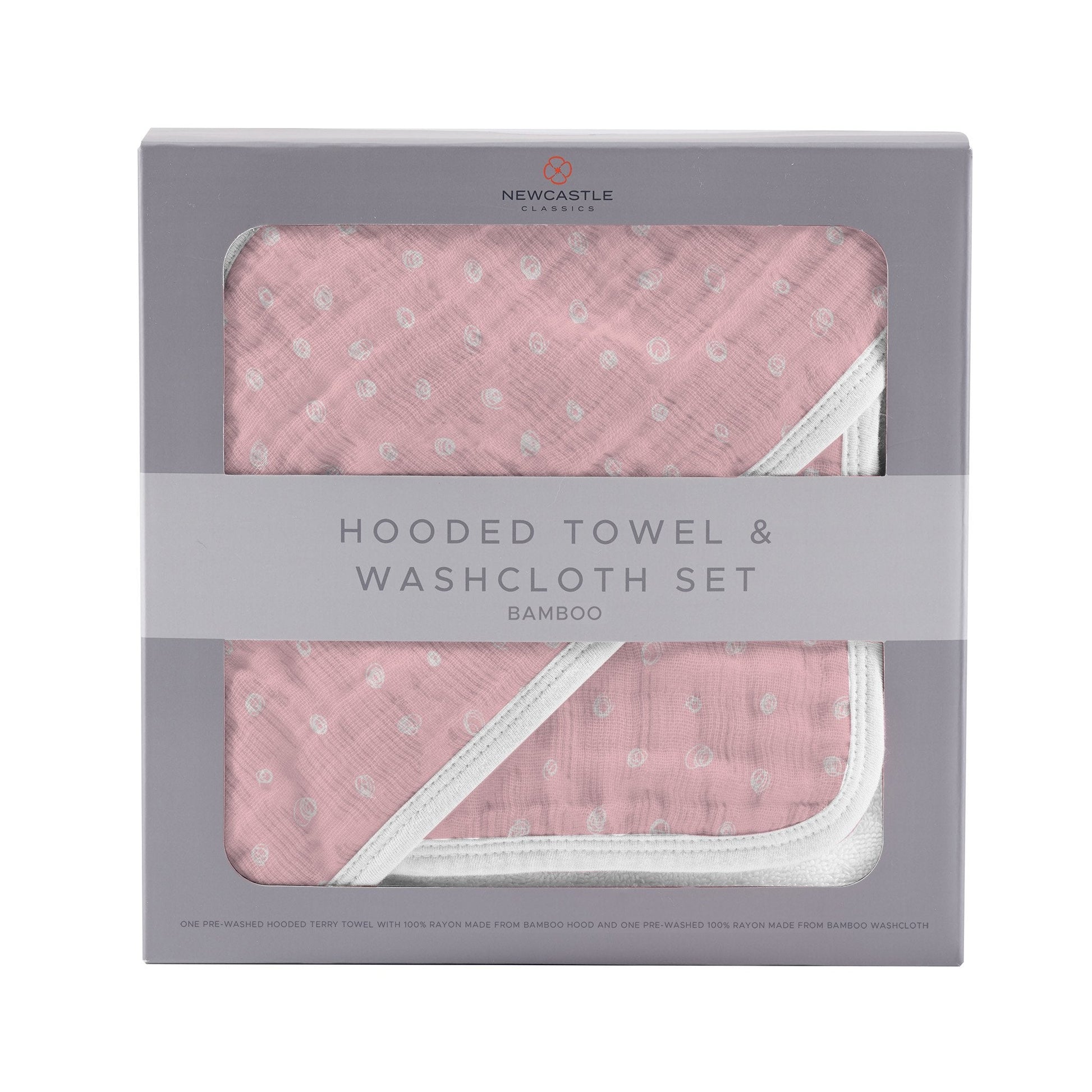 Pink Pearl Polka Dot Hooded Towel and Washcloth Set-0