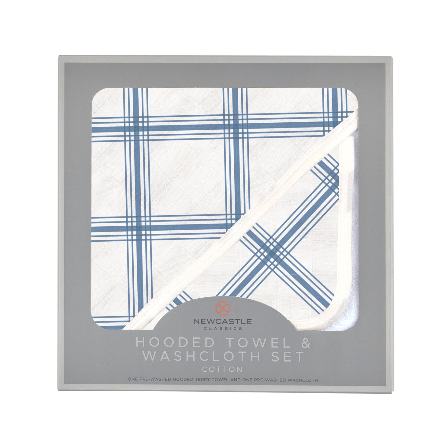 Blue Buffalo Check Plaid Hooded Towel and Washcloth Set-0