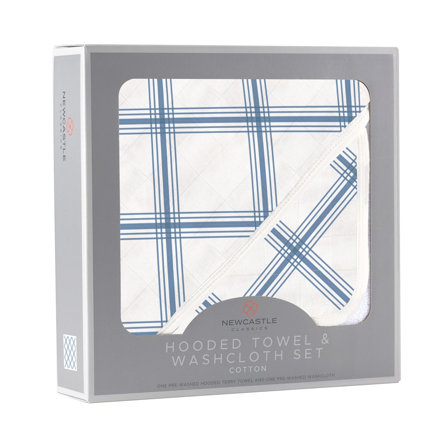 Blue Buffalo Check Plaid Hooded Towel and Washcloth Set-2