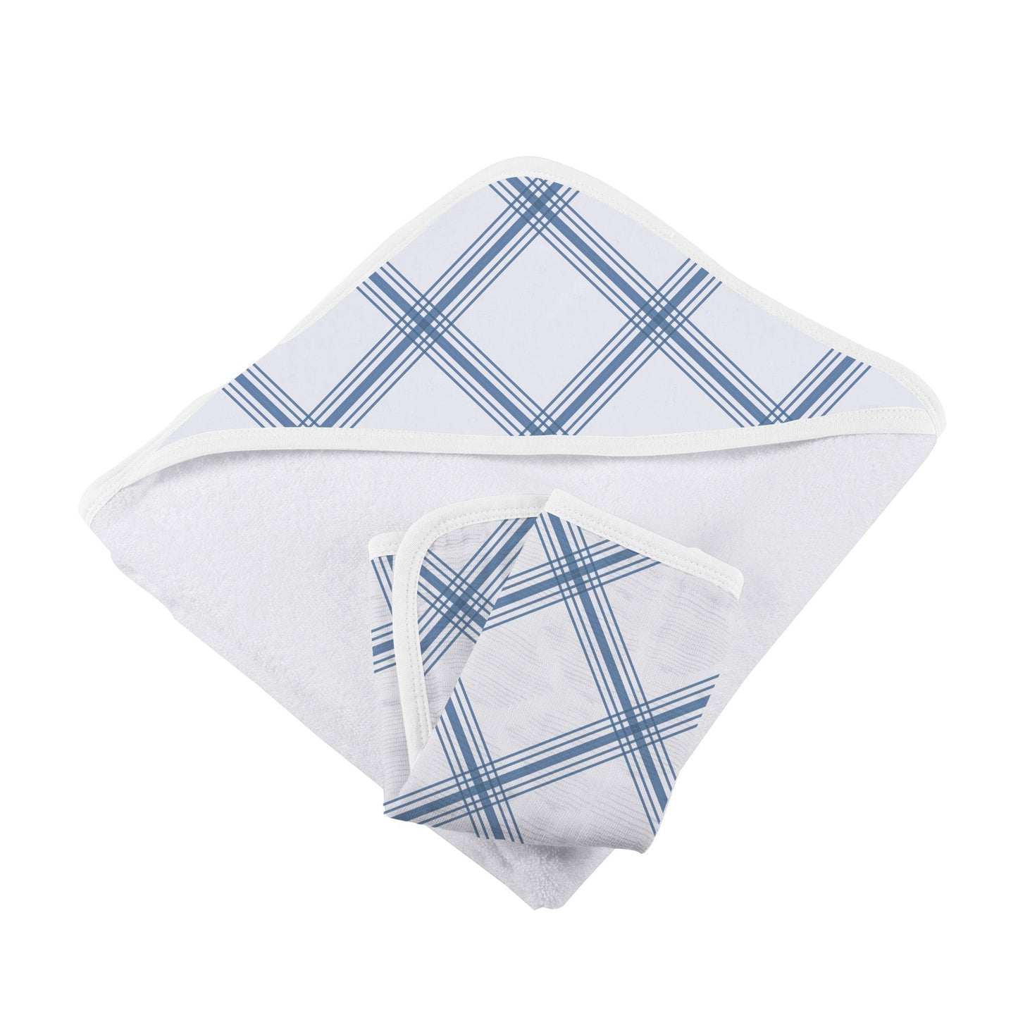 Blue Buffalo Check Plaid Hooded Towel and Washcloth Set-3