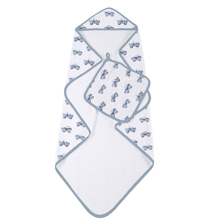 Indigo Monster Trucks Cotton Hooded Towel and Washcloth Set-2