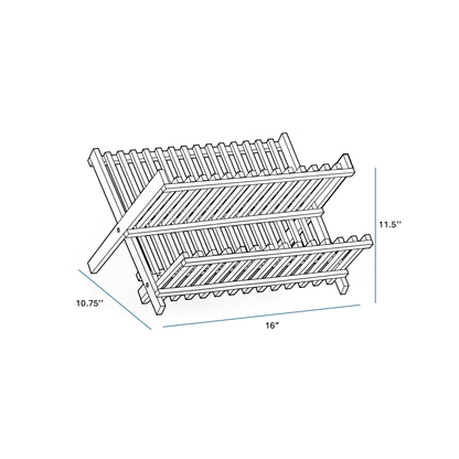 Bamboo Dish Drying Rack - 2-Tier Foldable Dish Rack for Kitchen Counter-2