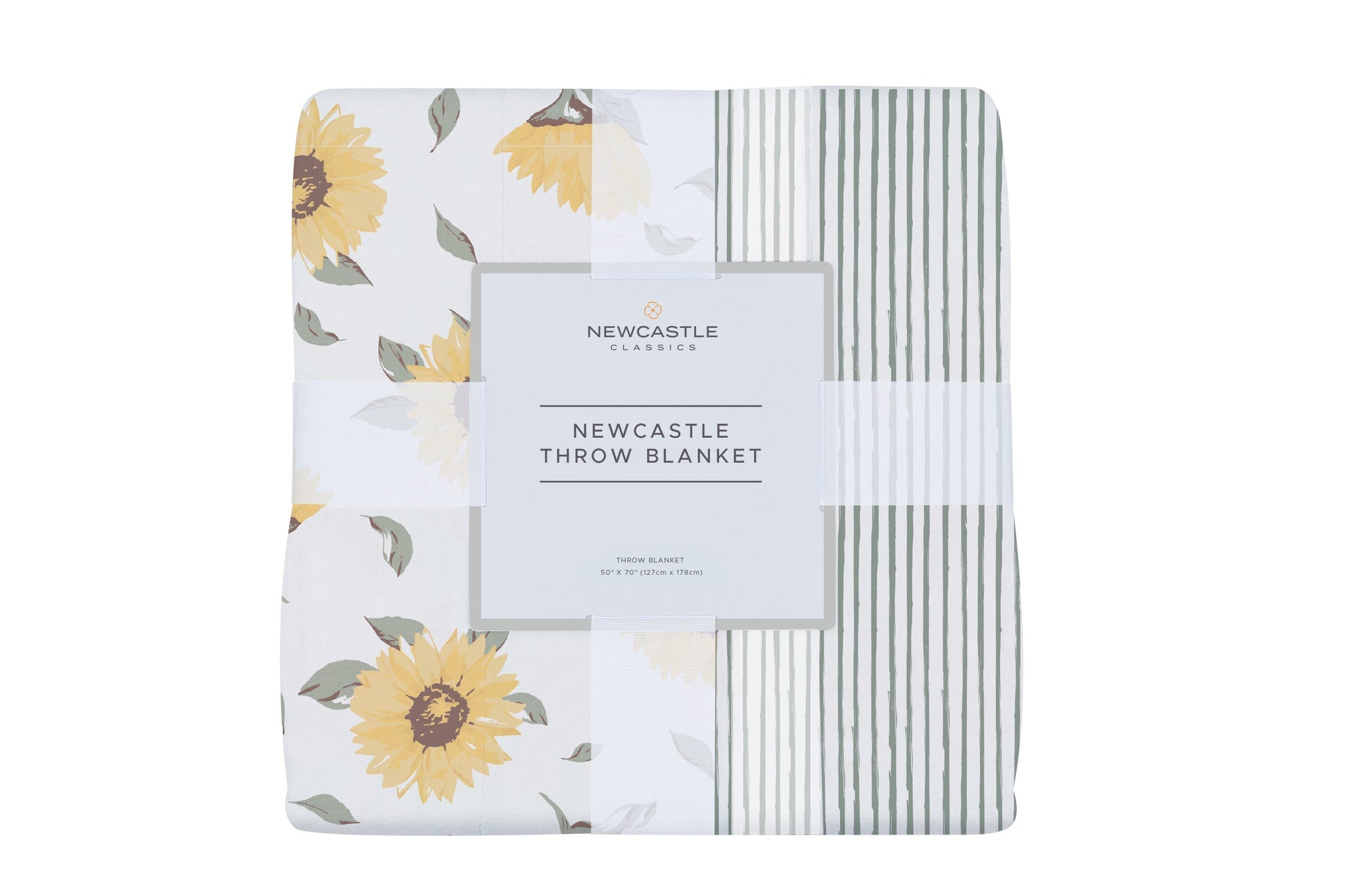 Sunflower Farm and Sage Green Stripe Newcastle Throw Blanket-0
