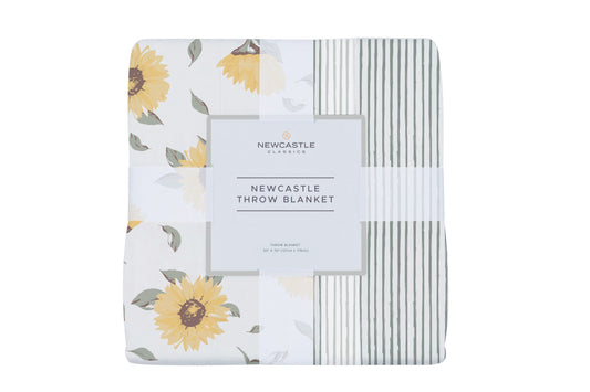 Sunflower Farm and Sage Green Stripe Newcastle Throw Blanket-0