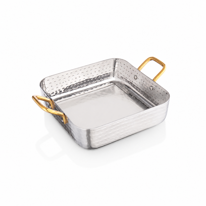 Hammered Stainless Steel Square Fry Pan (6.25 × 6.25 in)