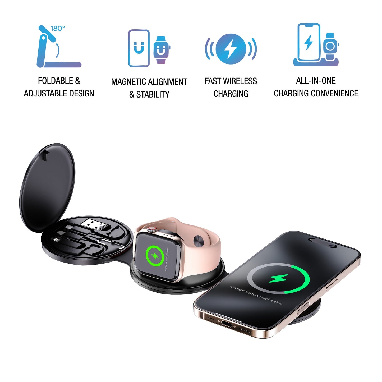 Complete Wireless Charging & Comfort Bundle – Sip & Charge 2-in-1 Mug Warmer + 5-in-1 Folding Charging Station-2