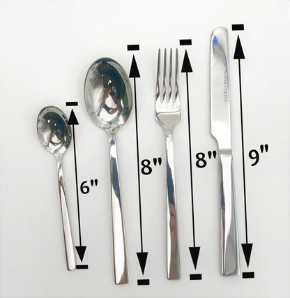 Four (4) Piece 18/10 Stainless Steel Dinner Set By With A Square Solid Handle-1
