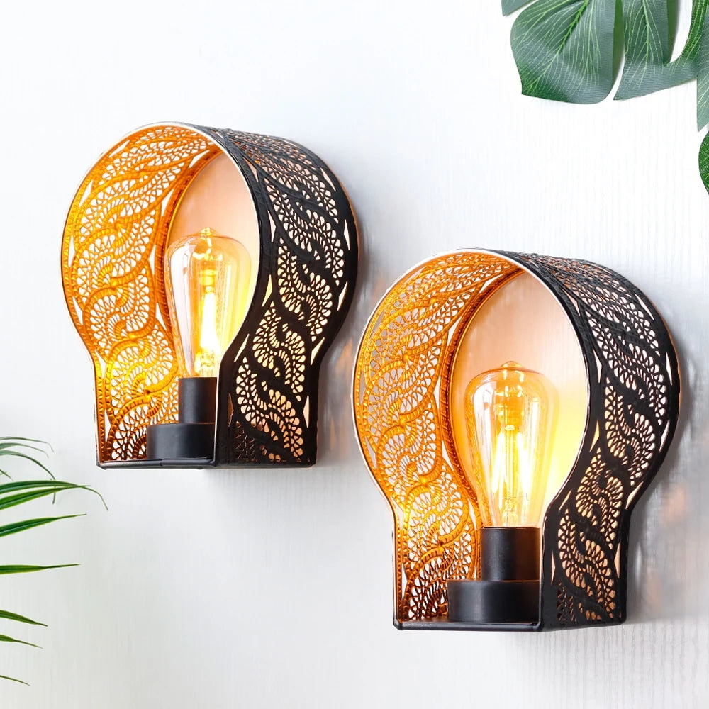 Set of 2-7"H Wall Sconce Battery Operated Lamps-0