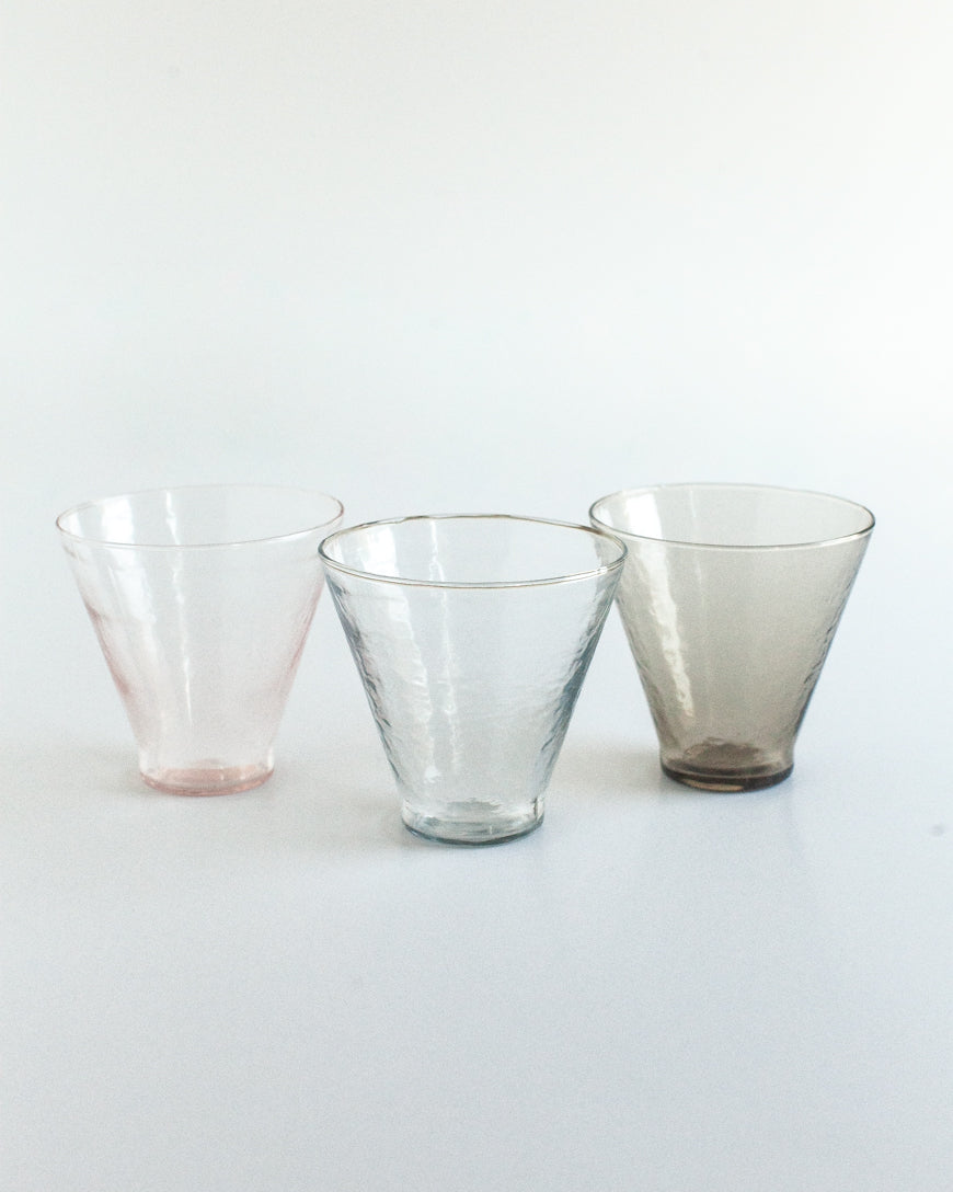 Handblown Hammered Funneled Glasses | Set of 2-3