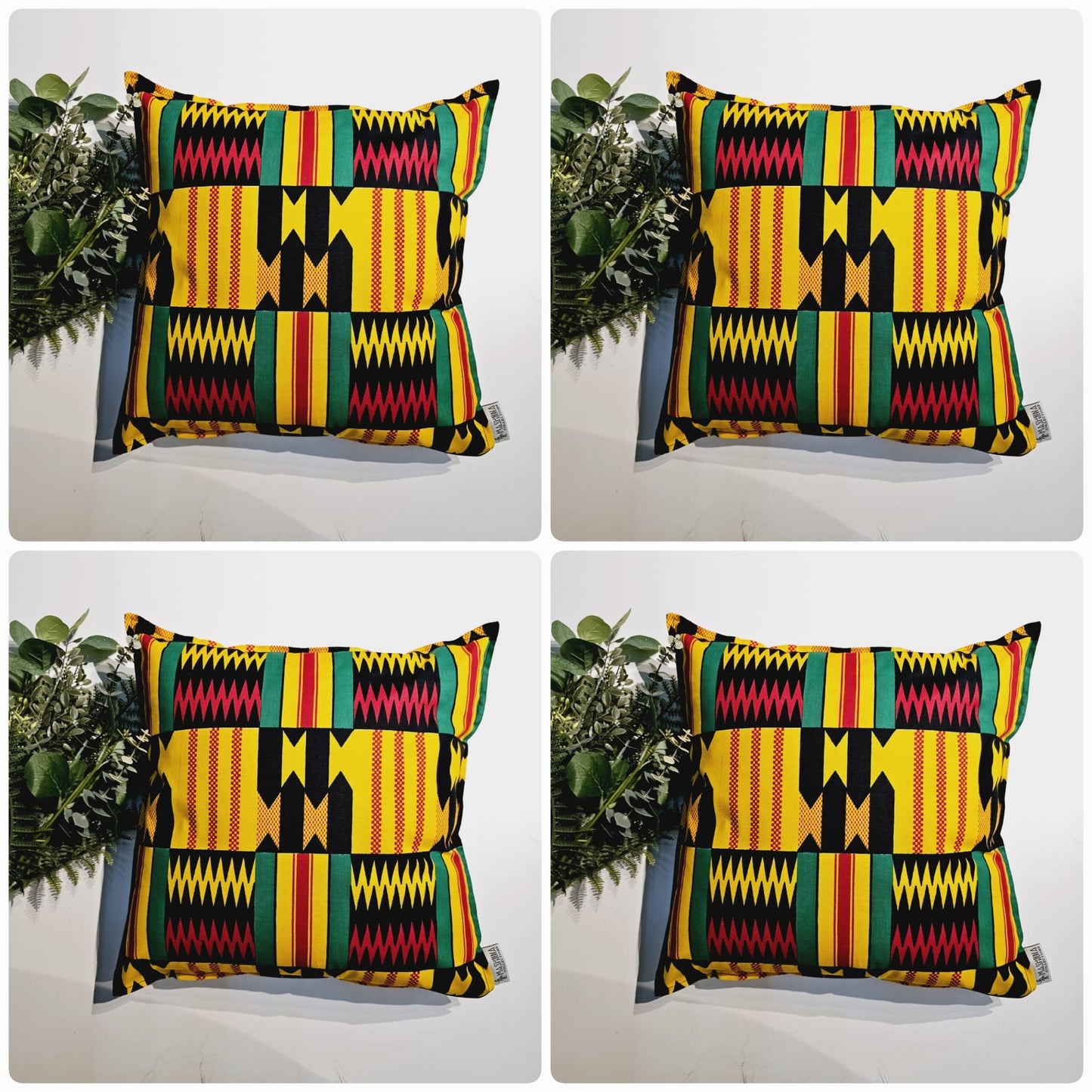 Set of 2 | 4 Cushion Covers | 40x40cm | 100% Cotton Wax Ankara Fabric-1