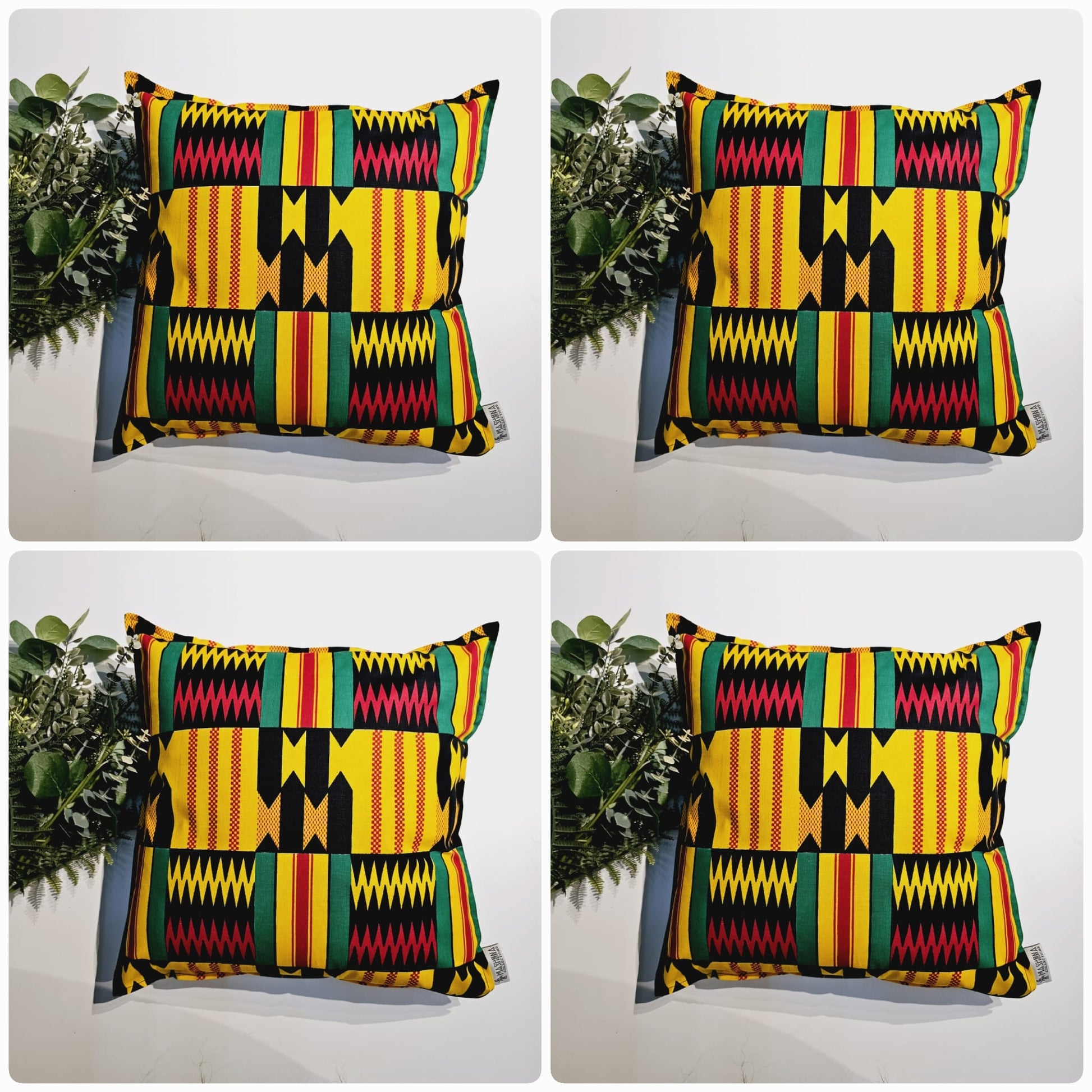 Set of 2 | 4 Cushion Covers | 40x40cm | 100% Cotton Wax Ankara Fabric-1