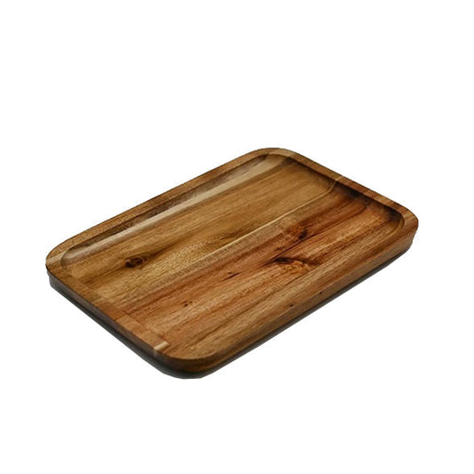 [ Set of 3 ] Zavis Green Acacia Wood Serving rectangle StackableTray / Dish 10" X 7" | Dishwasher Safe-0