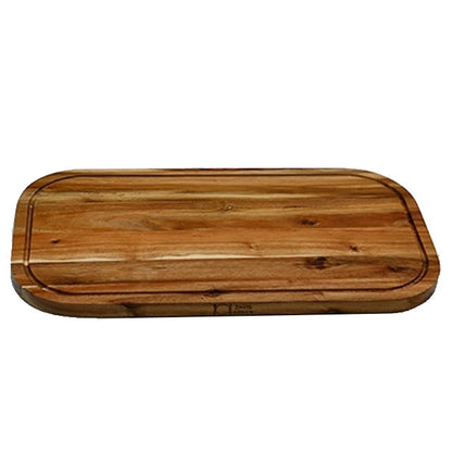 [ Set of 3 ] Zavis Green Acacia Wood Serving Rounded Cutting Board With Juice Groove 20" X 11" | Dishwasher Safe-0