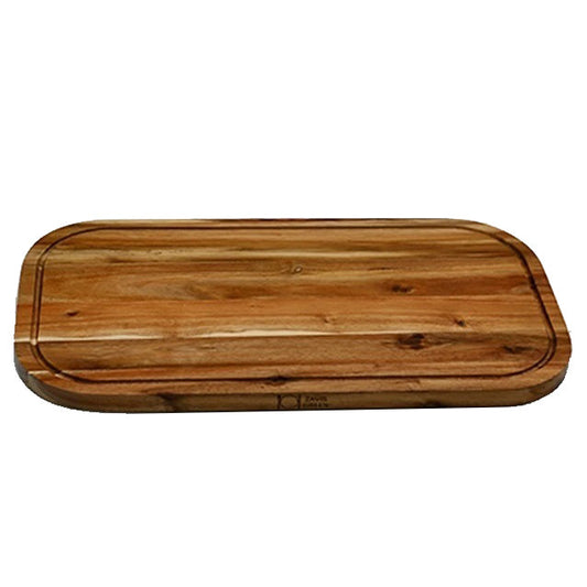 [ Set of 3 ] Zavis Green Acacia Wood Serving Rounded Cutting Board With Juice Groove 20" X 11" | Dishwasher Safe-0