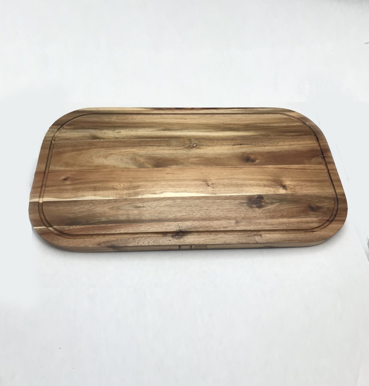 [ Set of 3 ] Zavis Green Acacia Wood Serving Rounded Cutting Board With Juice Groove 20" X 11" | Dishwasher Safe-4