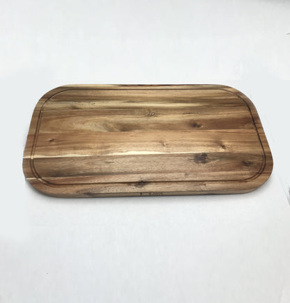 [ Set of 3 ] Zavis Green Acacia Wood Serving Rounded Cutting Board With Juice Groove 20" X 11" | Dishwasher Safe-4