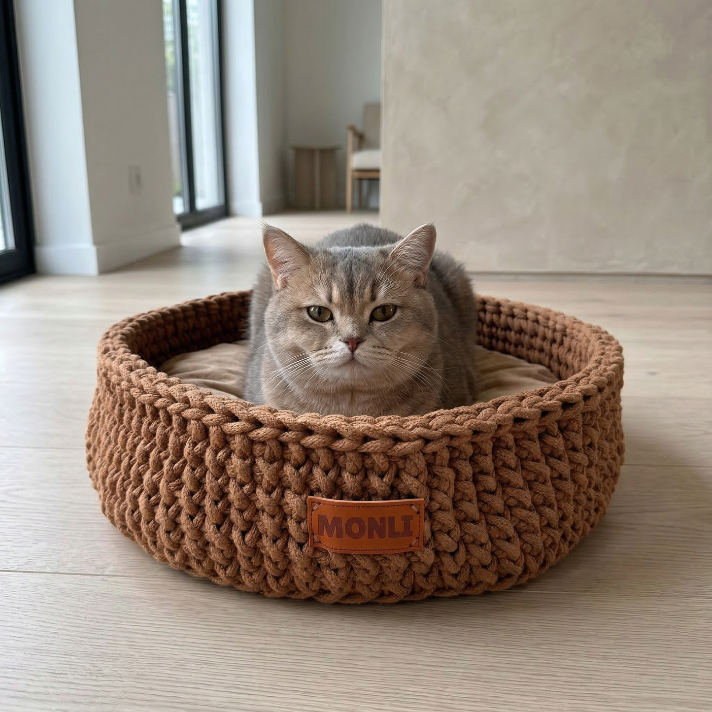 Handcrafted Cotton Pet Bed | Brown-1