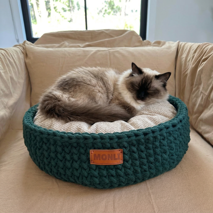 Handcrafted Cotton Pet Bed | Forest Green-1