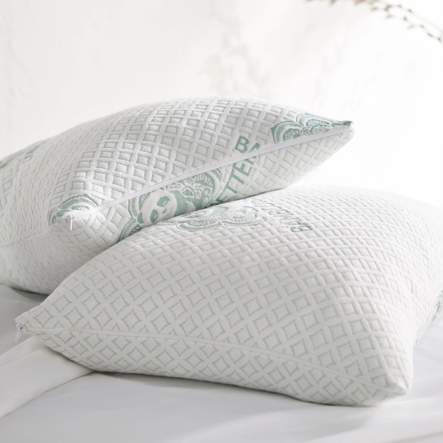 White Bamboo Pillow Set – Essentials (Adjustable Fill, Cooling, Queen/King)
