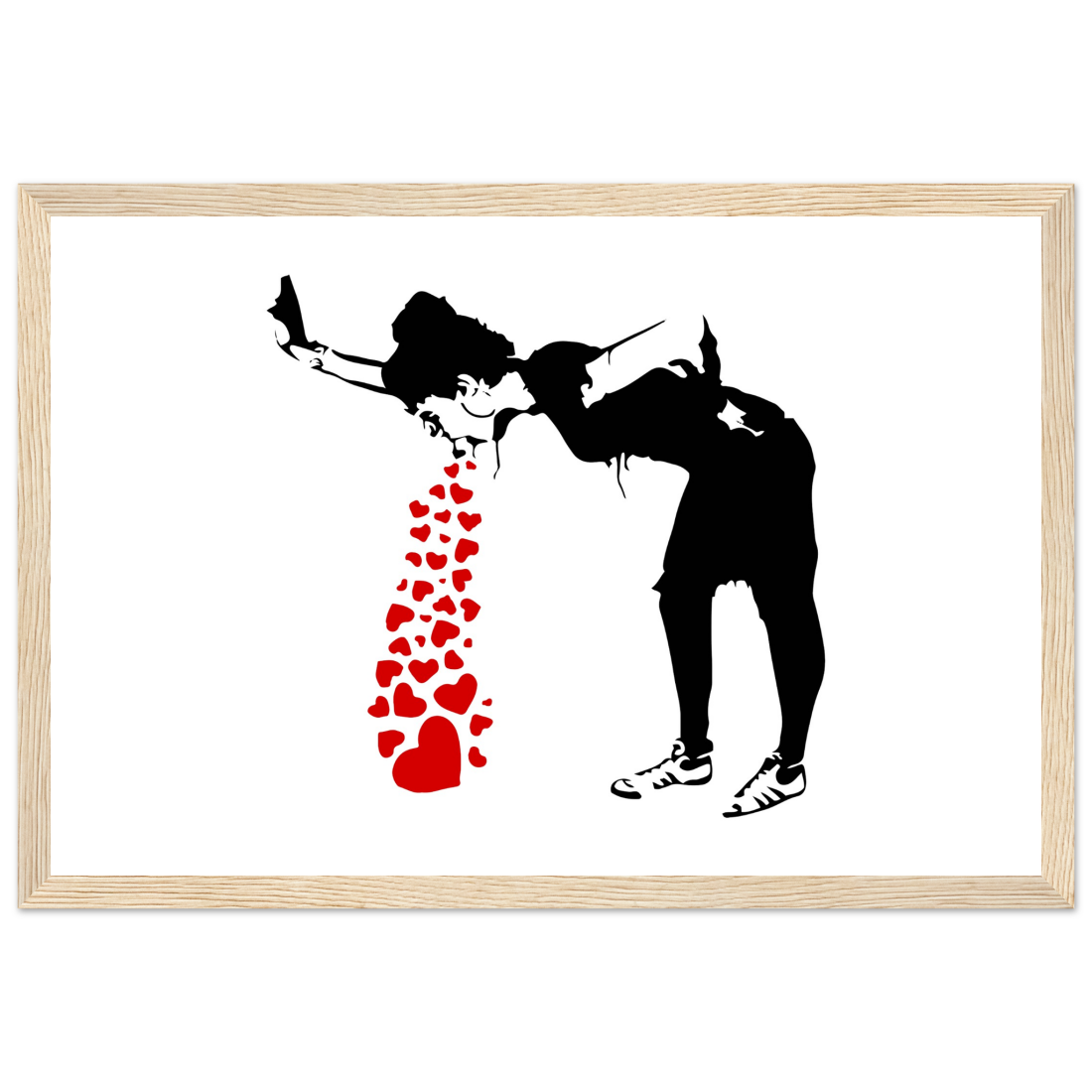 Banksy Lovesick Girl Throwing up Hearts artwork poster-9