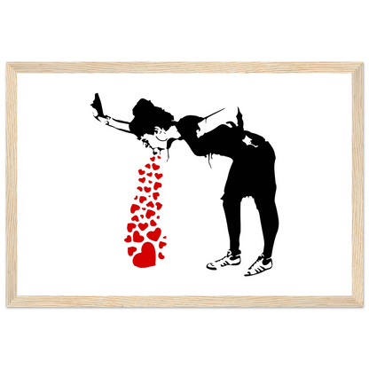 Banksy Lovesick Girl Throwing up Hearts artwork poster-9