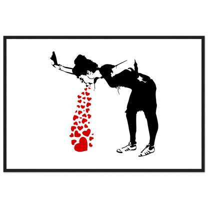 Banksy Lovesick Girl Throwing up Hearts artwork poster-0