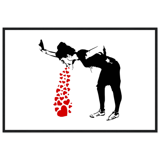 Banksy Lovesick Girl Throwing up Hearts artwork poster-0
