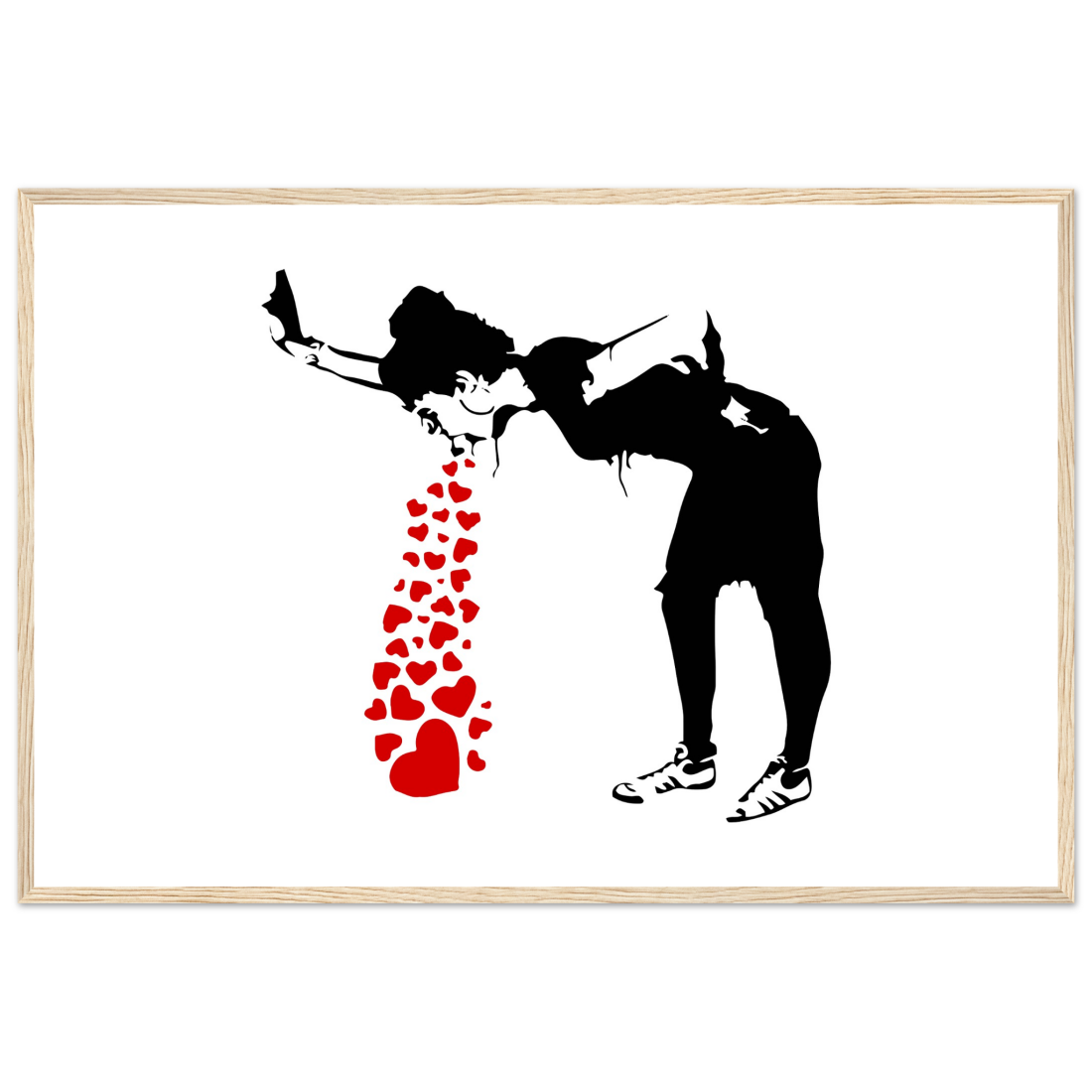 Banksy Lovesick Girl Throwing up Hearts artwork poster-16