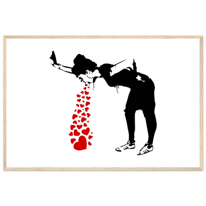 Banksy Lovesick Girl Throwing up Hearts artwork poster-16