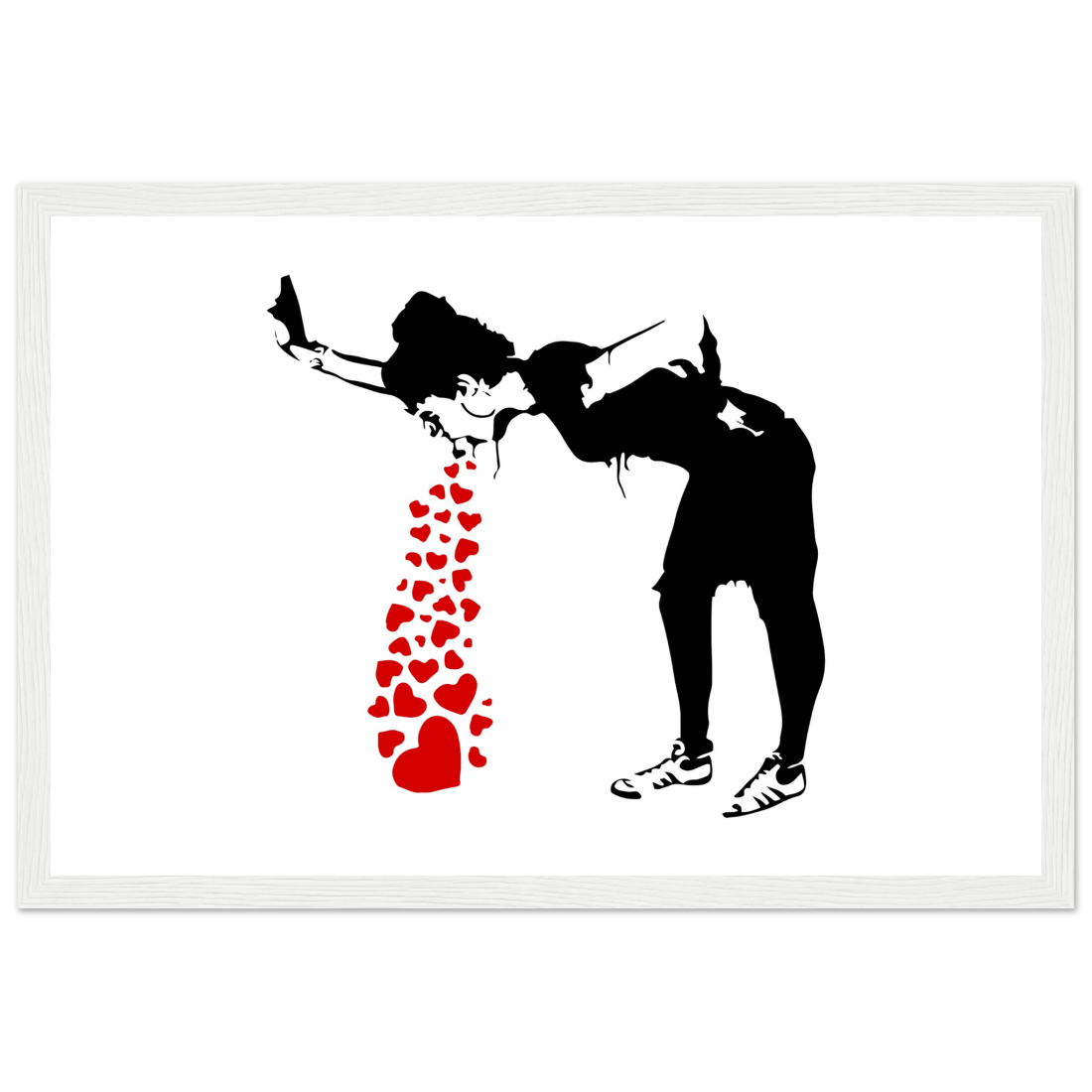Banksy Lovesick Girl Throwing up Hearts artwork poster-10