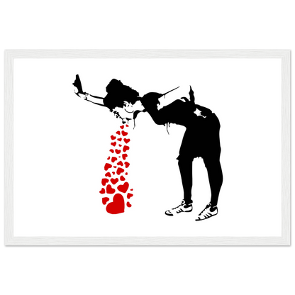 Banksy Lovesick Girl Throwing up Hearts artwork poster-10