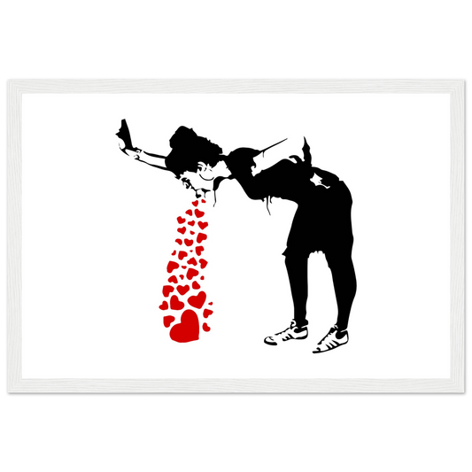 Banksy Lovesick Girl Throwing up Hearts artwork poster-10