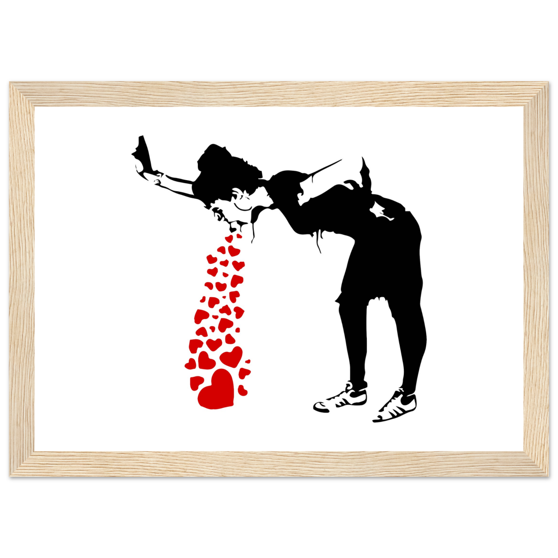 Banksy Lovesick Girl Throwing up Hearts artwork poster-6
