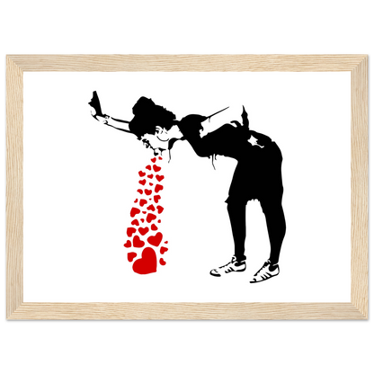 Banksy Lovesick Girl Throwing up Hearts artwork poster-6