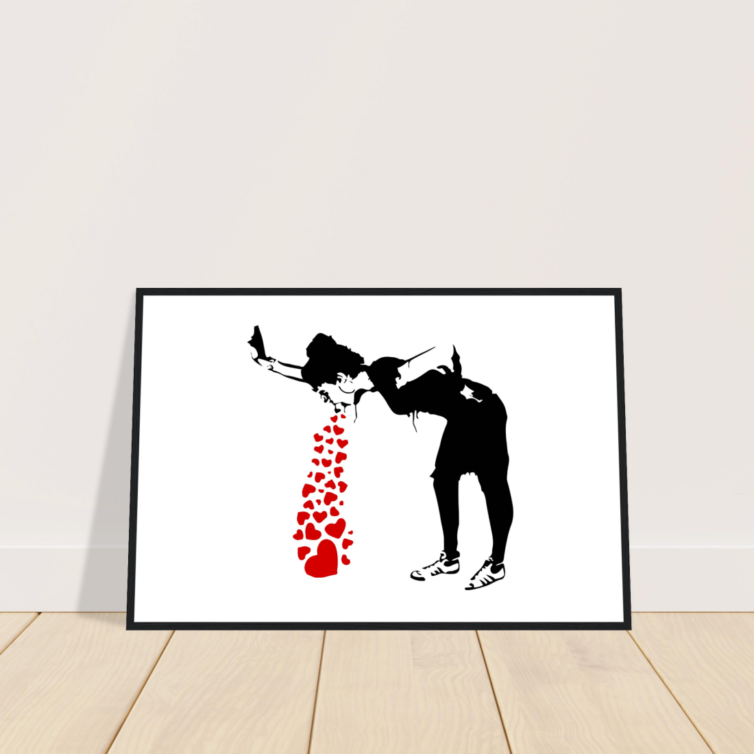 Banksy Lovesick Girl Throwing up Hearts artwork poster-1