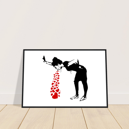 Banksy Lovesick Girl Throwing up Hearts artwork poster-1