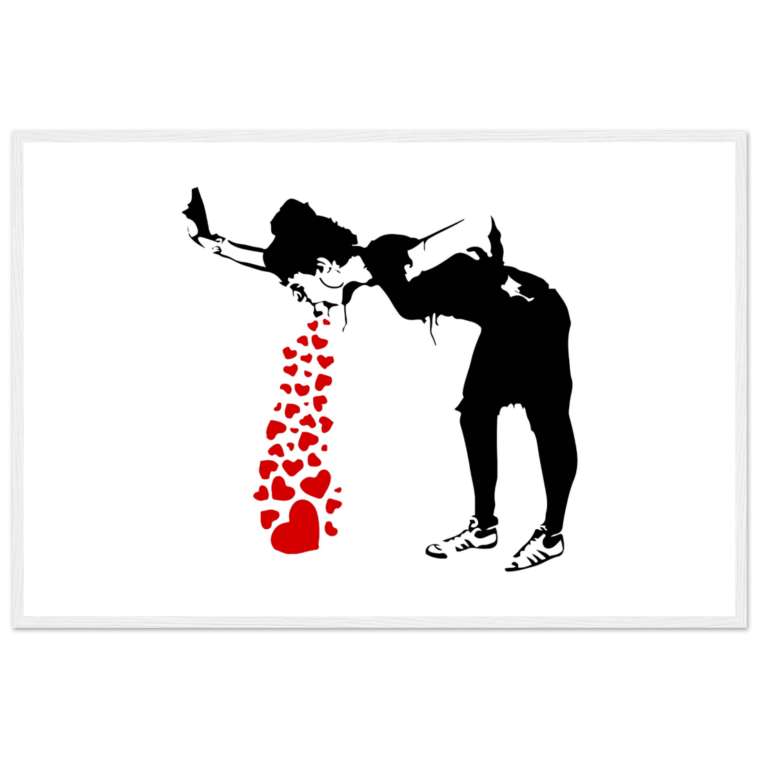 Banksy Lovesick Girl Throwing up Hearts artwork poster-17