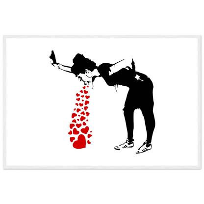 Banksy Lovesick Girl Throwing up Hearts artwork poster-17