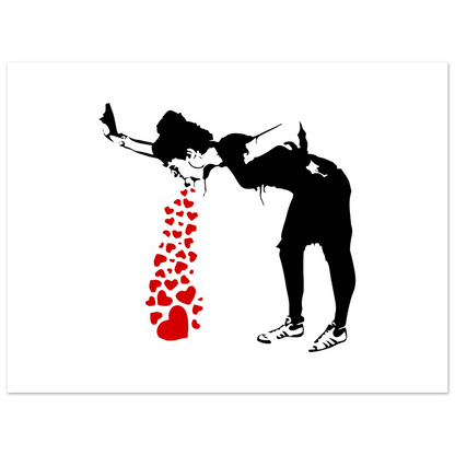 Banksy Lovesick Girl Throwing up Hearts artwork poster-11