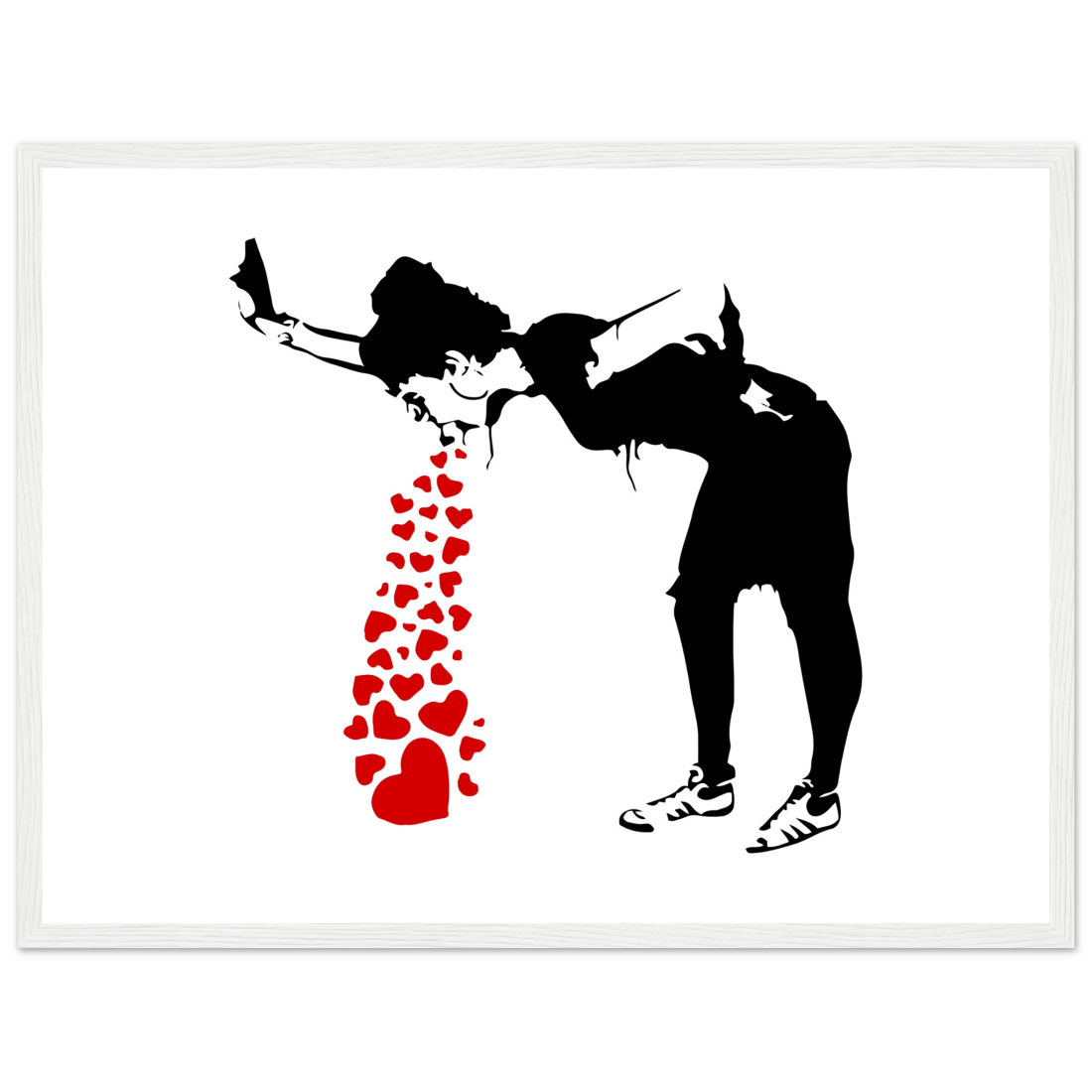 Banksy Lovesick Girl Throwing up Hearts artwork poster-14