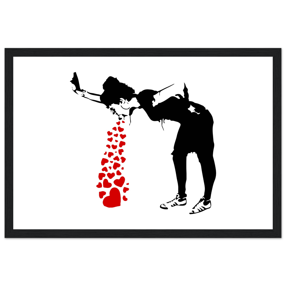 Banksy Lovesick Girl Throwing up Hearts artwork poster-8