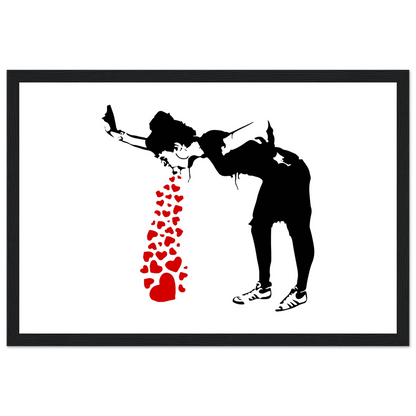 Banksy Lovesick Girl Throwing up Hearts artwork poster-8