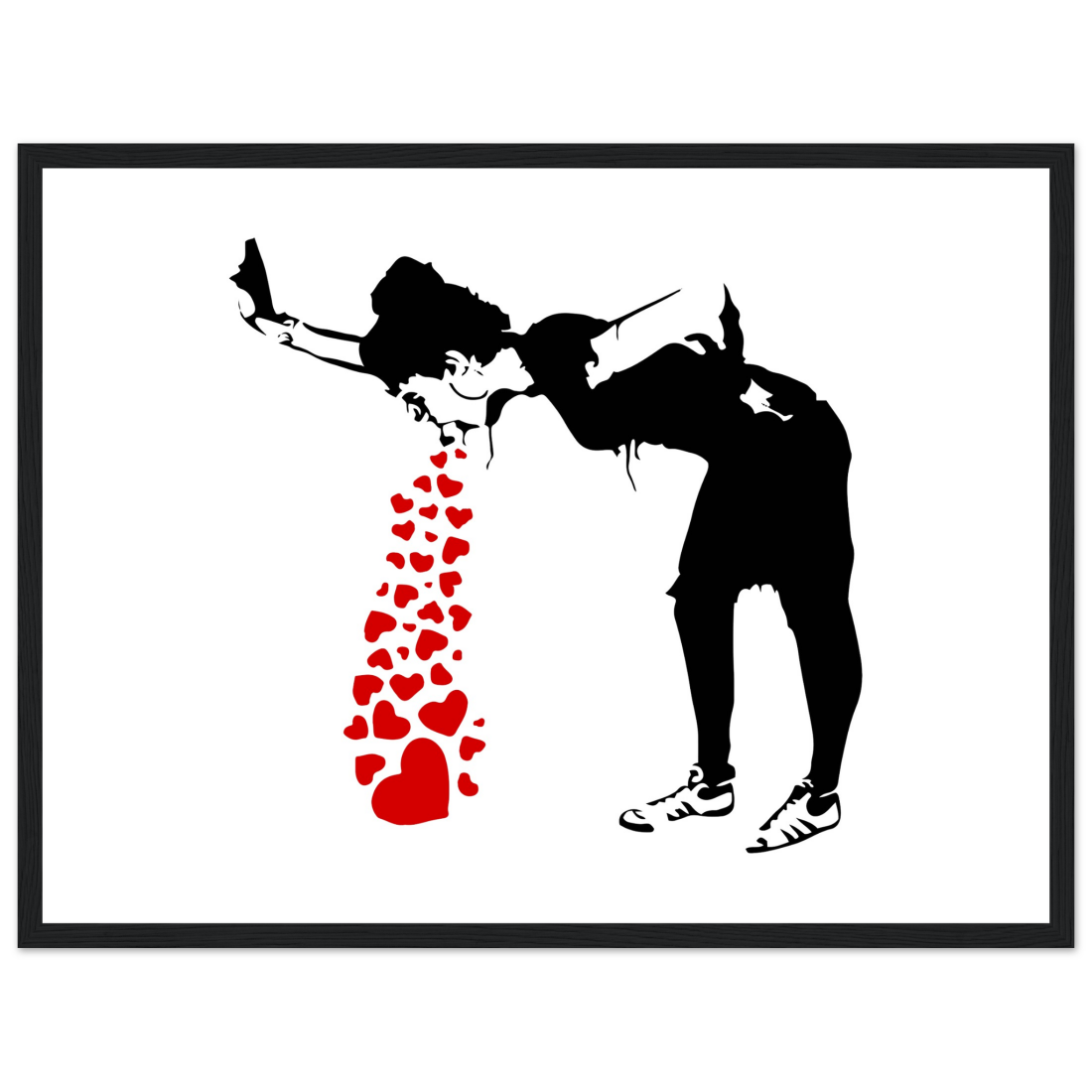 Banksy Lovesick Girl Throwing up Hearts artwork poster-12